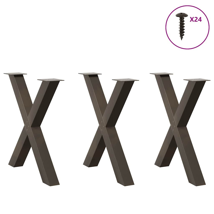 Eettafelpoten X-Vormig 70X(72-73) Cm Staal Naturel 70 x (72-73) cm (80 mm)