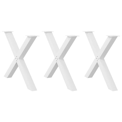 Eettafelpoten 3 st X-vormig 90x(72-73) cm staal wit