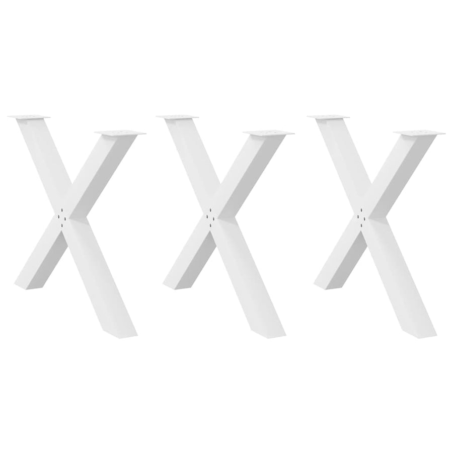 Eettafelpoten 3 st X-vormig 90x(72-73) cm staal wit