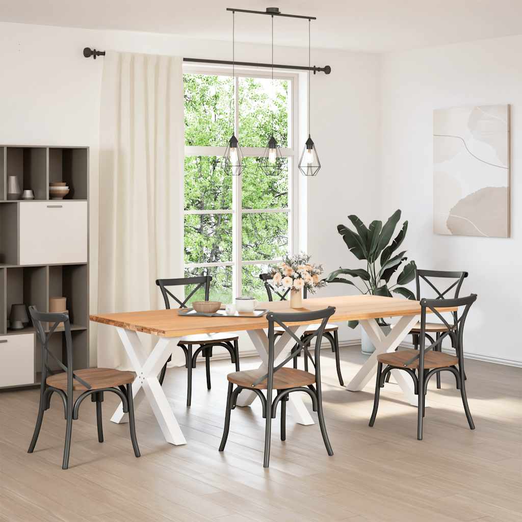 Eettafelpoten 3 st X-vormig 90x(72-73) cm staal wit