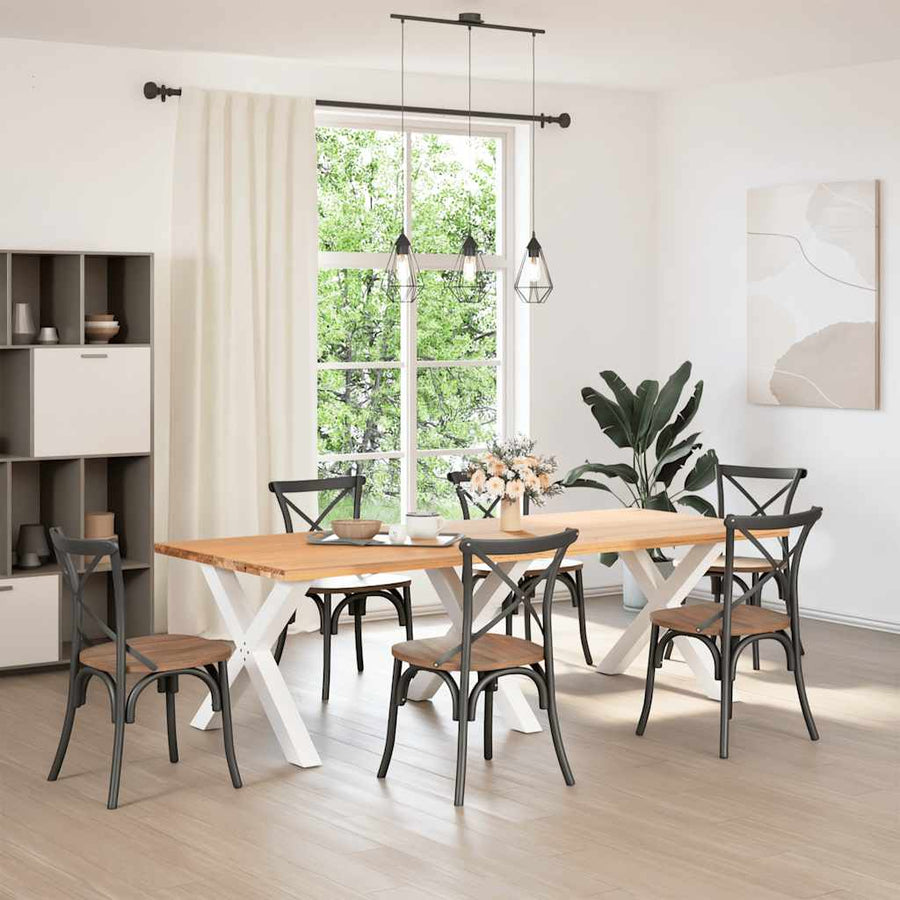 Eettafelpoten 3 st X-vormig 90x(72-73) cm staal wit