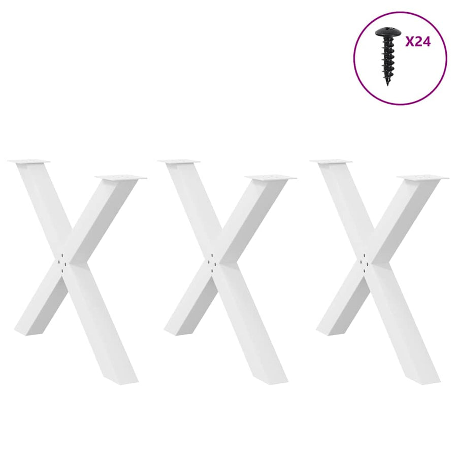 Eettafelpoten 3 st X-vormig 90x(72-73) cm staal wit
