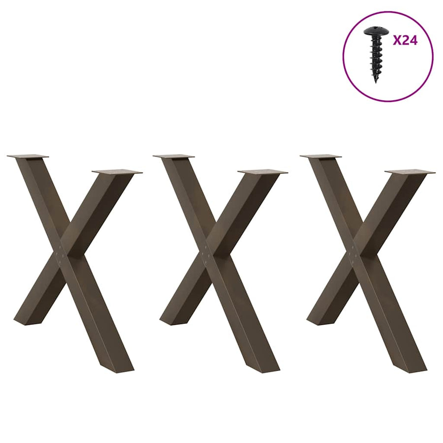 Eettafelpoten X-Vormig 90X(72-73) Cm Staal Naturel 90 x (72-73) cm (80 mm)