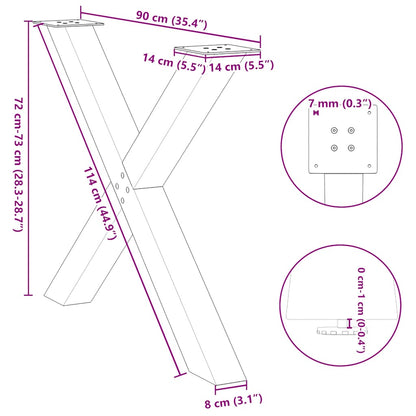 Eettafelpoten X-Vormig 90X(72-73) Cm Staal Naturel 90 x (72-73) cm (80 mm)