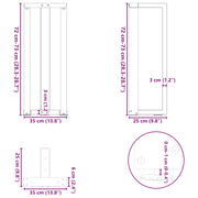 Tafelpoten 2 st T-vormig 38x25x72-73 cm staal wit