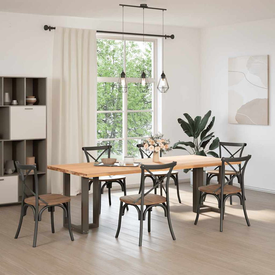 Eettafelpoten 2 St T-Vormig Staal Naturel 50 x 35 x (72-73) cm