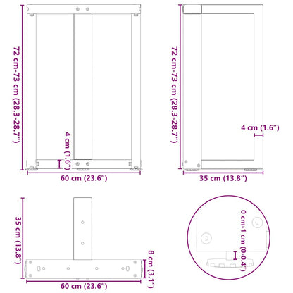 Eettafelpoten 2 St T-Vormig 60X35X(72-73) Cm Staal Naturel Antraciet