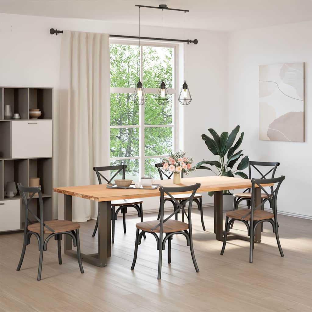 Eettafelpoten 2 St T-Vormig Staal Naturel 80 x 35 x (72-73) cm