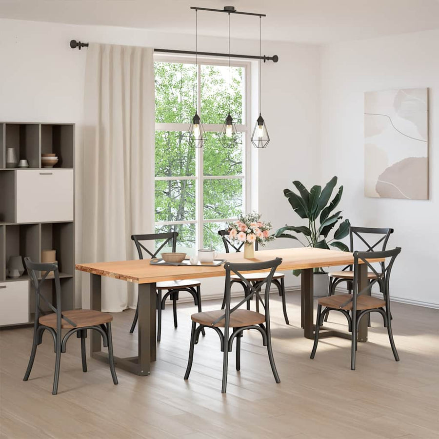 Eettafelpoten 2 St T-Vormig Staal Naturel 80 x 35 x (72-73) cm