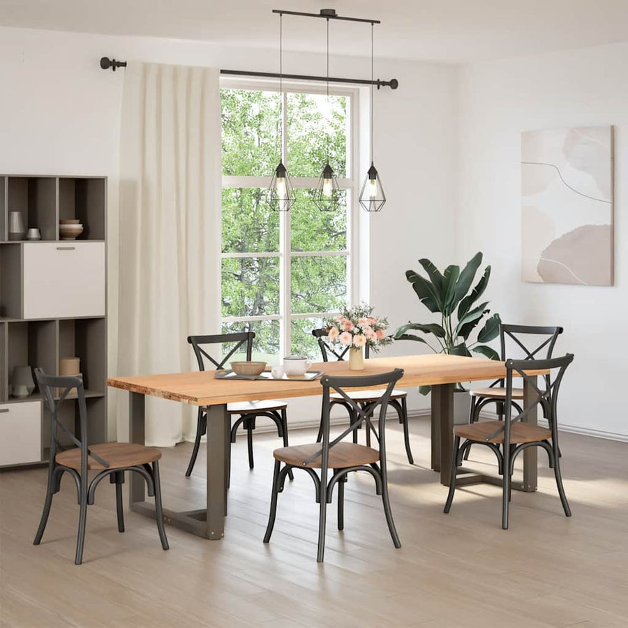 Eettafelpoten 2 St T-Vormig Staal Naturel 90 x 35 x (72-73) cm
