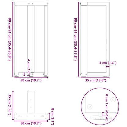 Bartafelpoten 2 st T-vormig 50x35x(91-92) cm staal wit