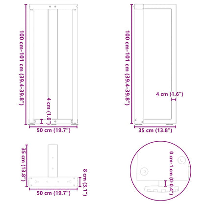 Bartafelpoten 2 st T-vormig 50x35x(100-101) cm staal naturel