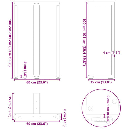 Bartafelpoten T-Vormig Staal Naturel 60 x 35 x (100-101) cm