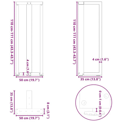 Bartafelpoten 2 st T-vormig 50x35x(111-112) cm staal antraciet
