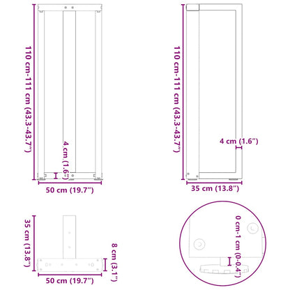 Bartafelpoten 2 St T-Vormig Staal Naturel 50 x 35 x (110-111) cm