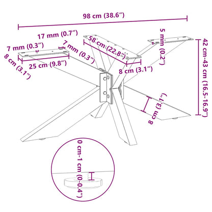Salontafelpoot spider vorm 98x58x(42-43) cm staal antraciet
