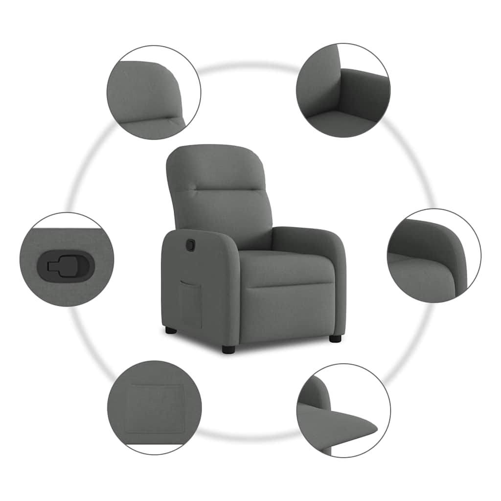 Fauteuil verstelbaar stof donkergrijs