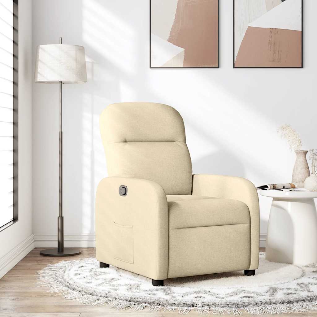 Fauteuil verstelbaar stof crèmekleurig