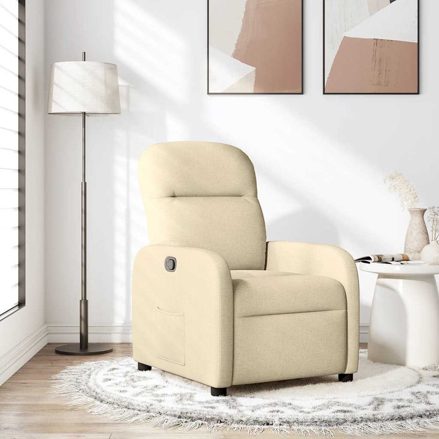 Fauteuil verstelbaar stof crèmekleurig