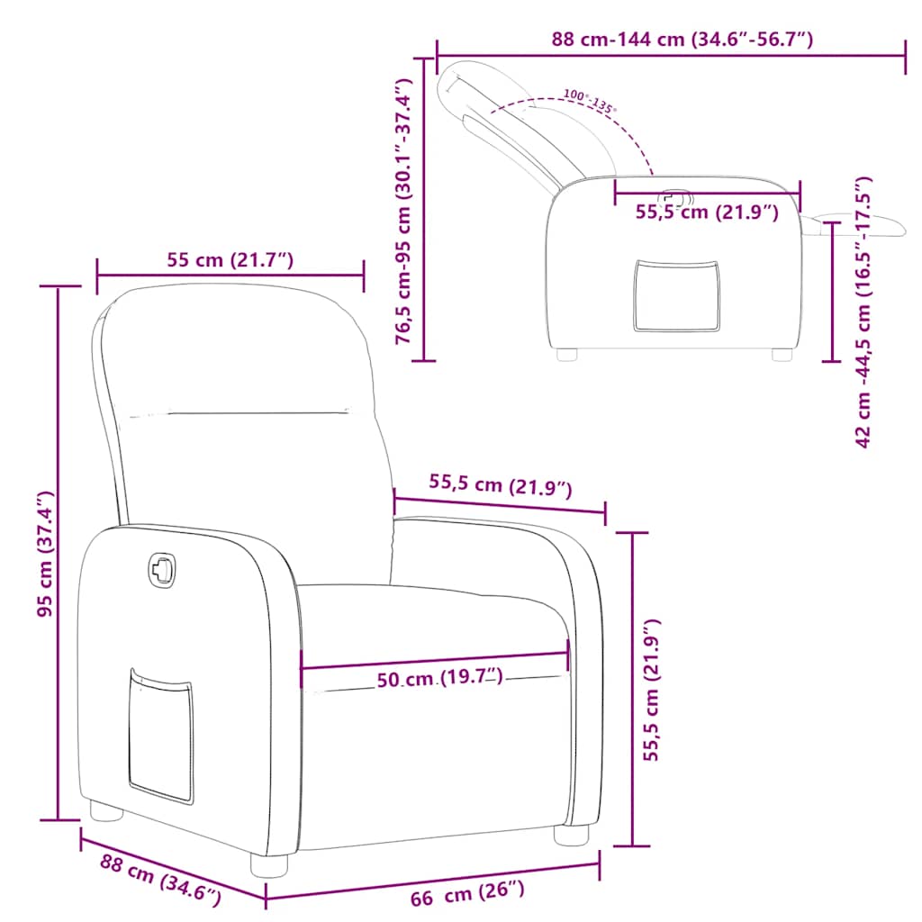 Fauteuil verstelbaar stof wolk grijs