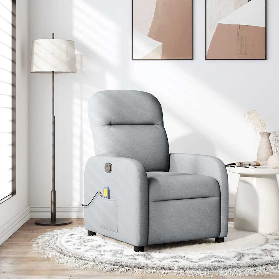 Massagestoel verstelbaar stof lichtgrijs