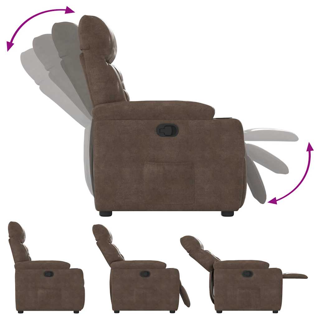 Fauteuil verstelbaar microvezelstof bruin