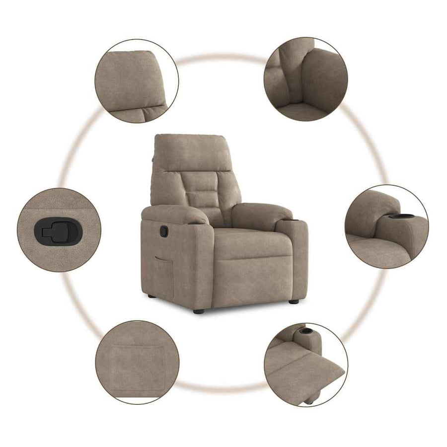 Fauteuil verstelbaar microvezelstof taupe
