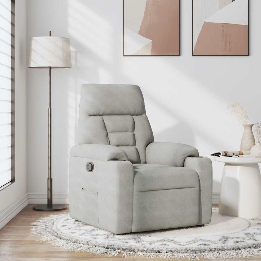 Fauteuil verstelbaar microvezelstof lichtgrijs