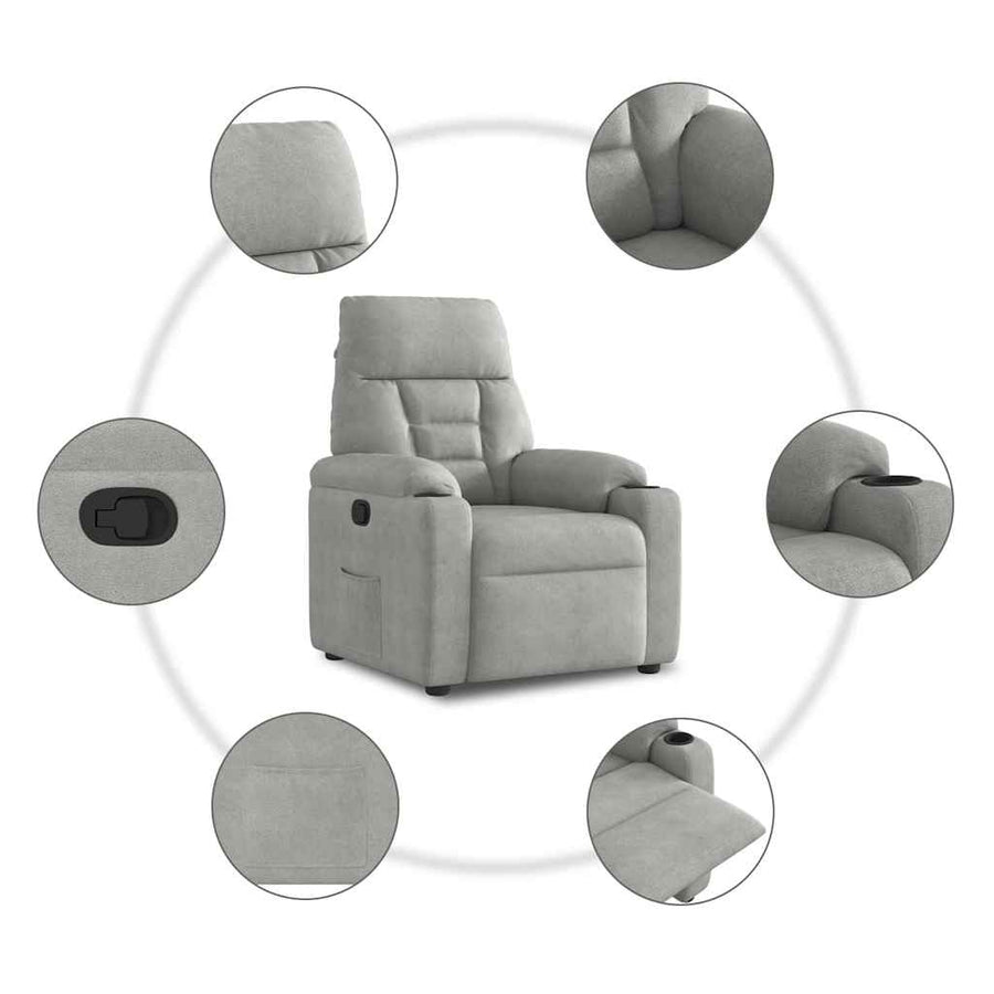 Fauteuil verstelbaar microvezelstof lichtgrijs