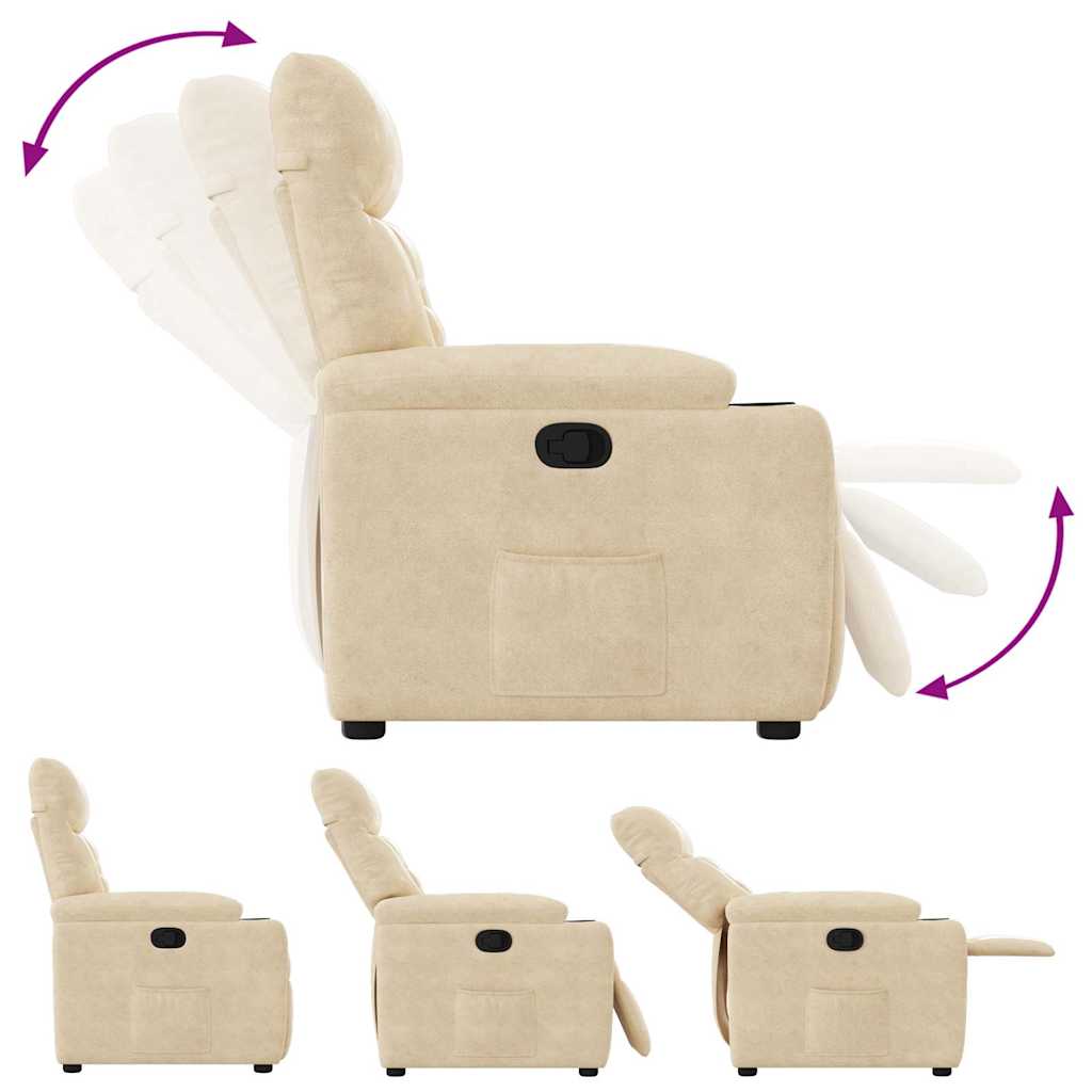 Fauteuil verstelbaar microvezelstof crèmekleurig