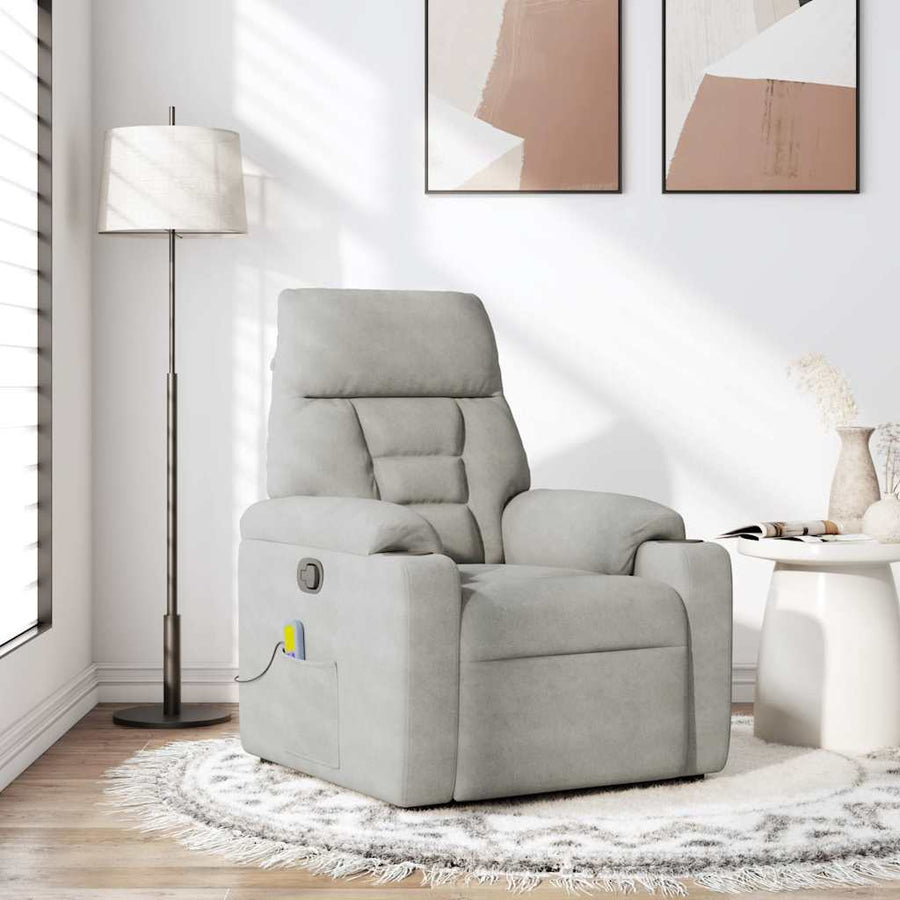 Massagestoel microvezelstof lichtgrijs