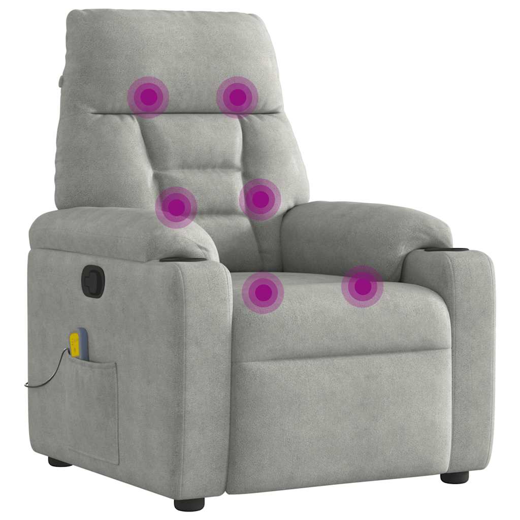 Massagestoel microvezelstof lichtgrijs