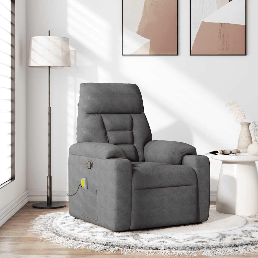 Massagestoel microvezelstof donkergrijs