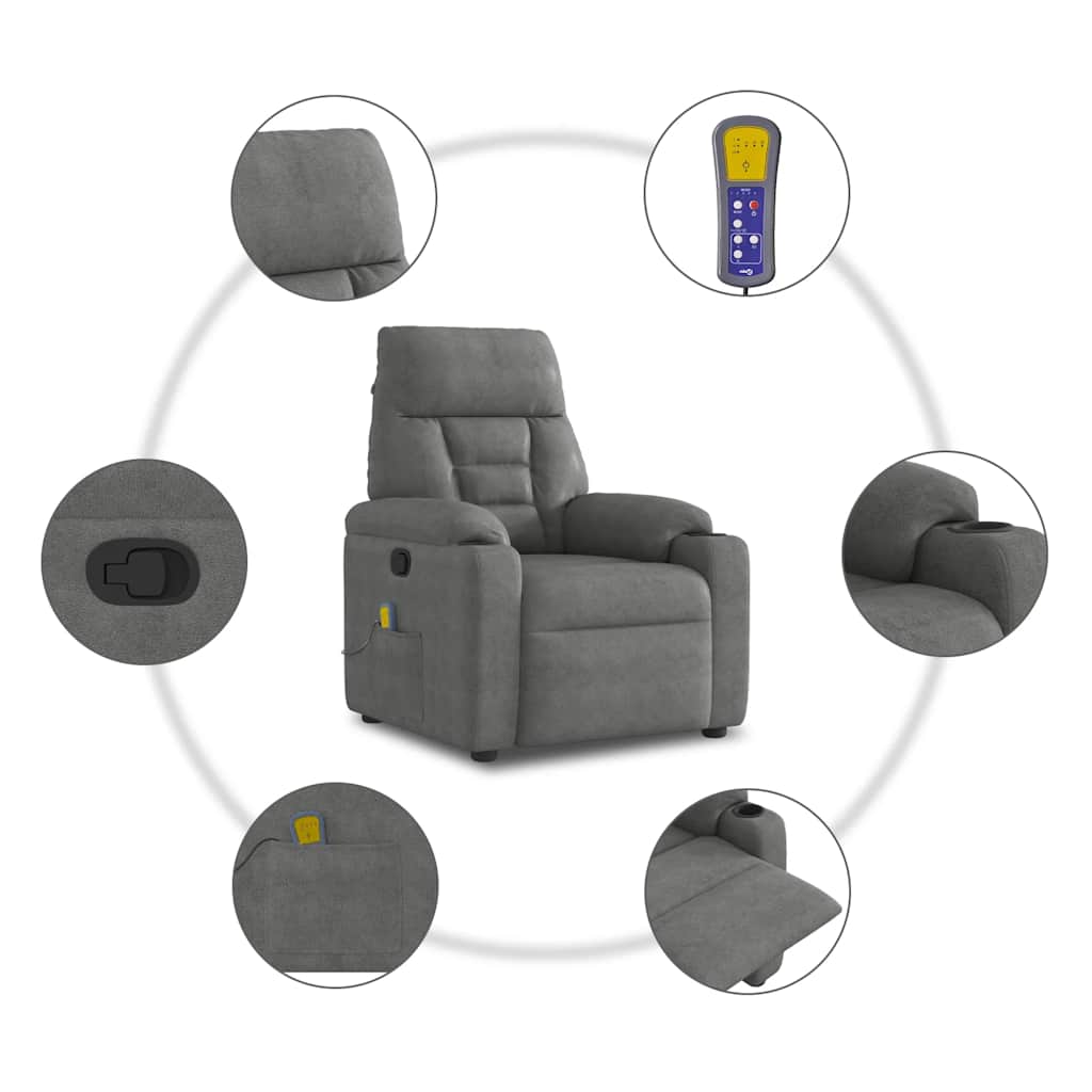 Massagestoel microvezelstof donkergrijs
