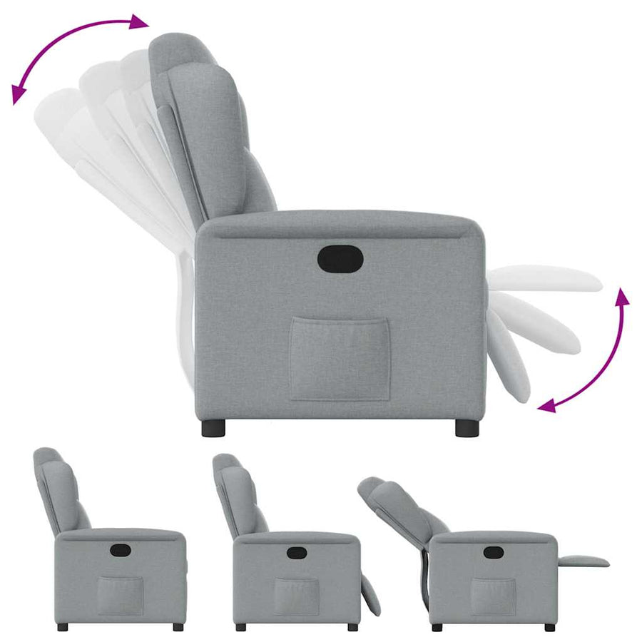 Fauteuil verstelbaar stof lichtgrijs