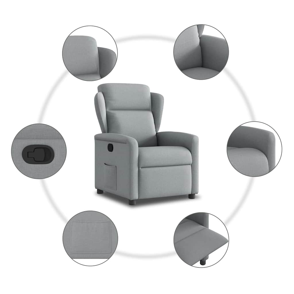 Fauteuil verstelbaar stof lichtgrijs