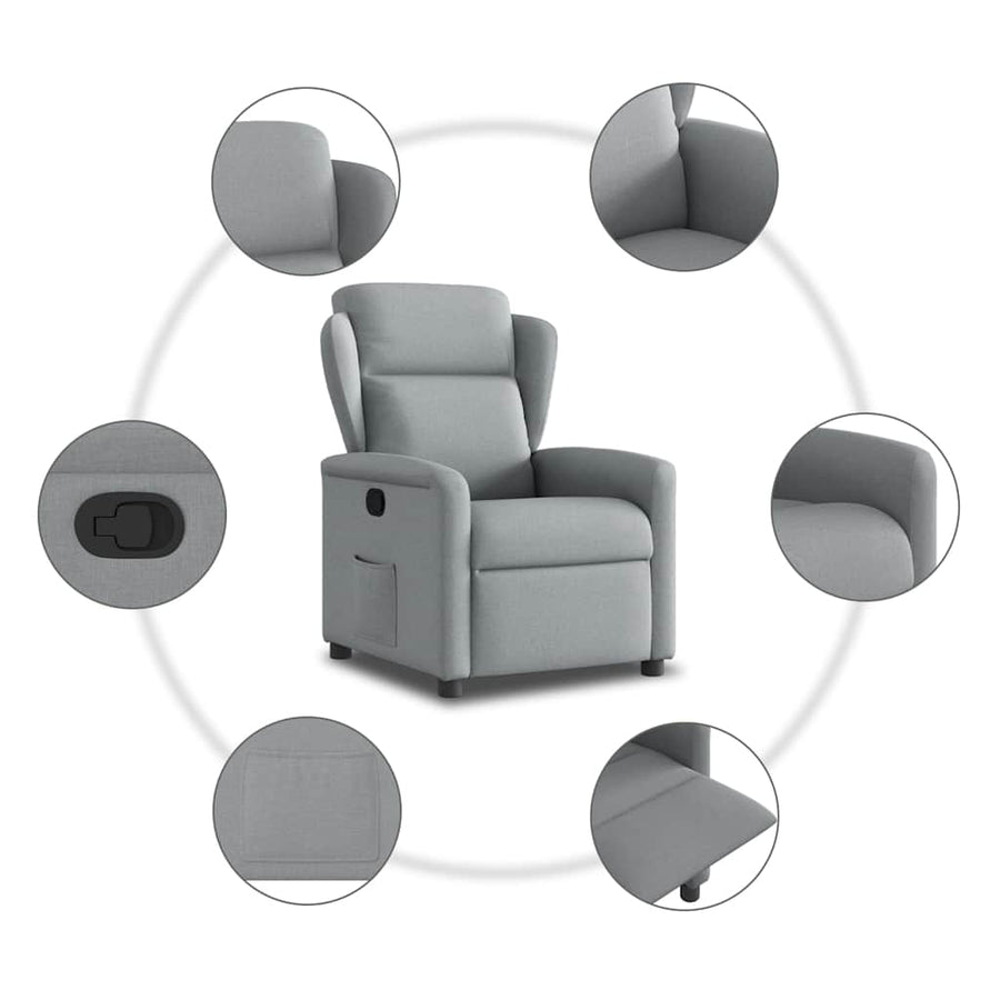 Fauteuil verstelbaar stof lichtgrijs