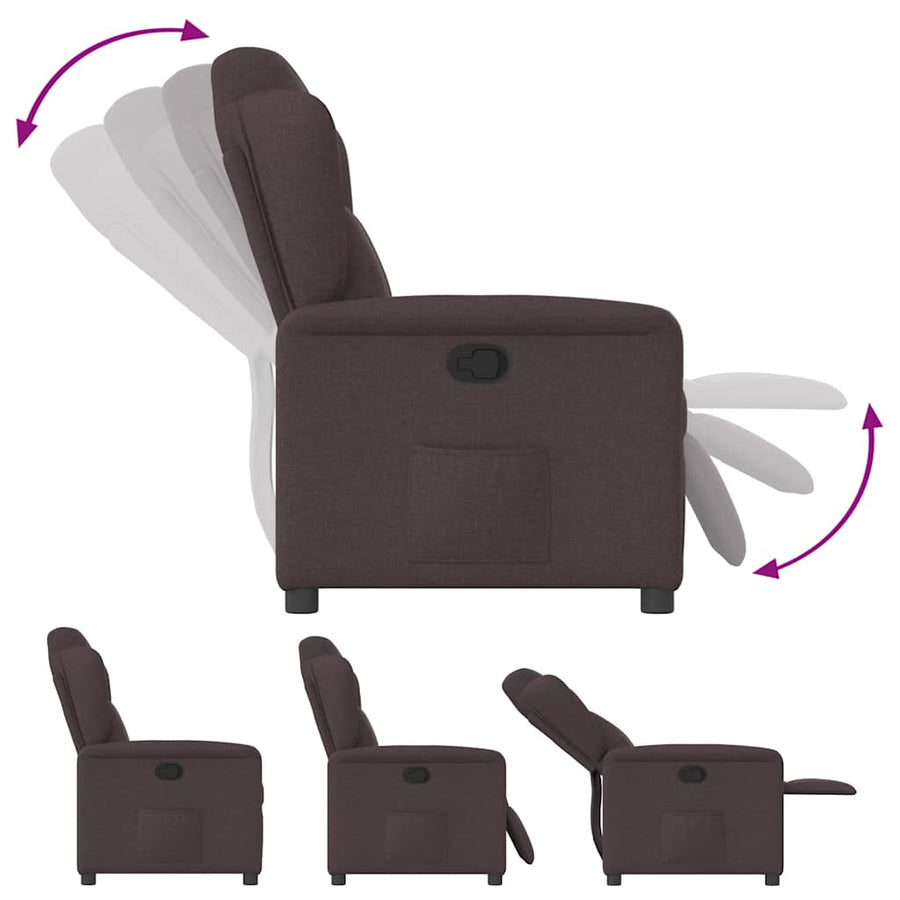 Fauteuil verstelbaar stof donkerbruin