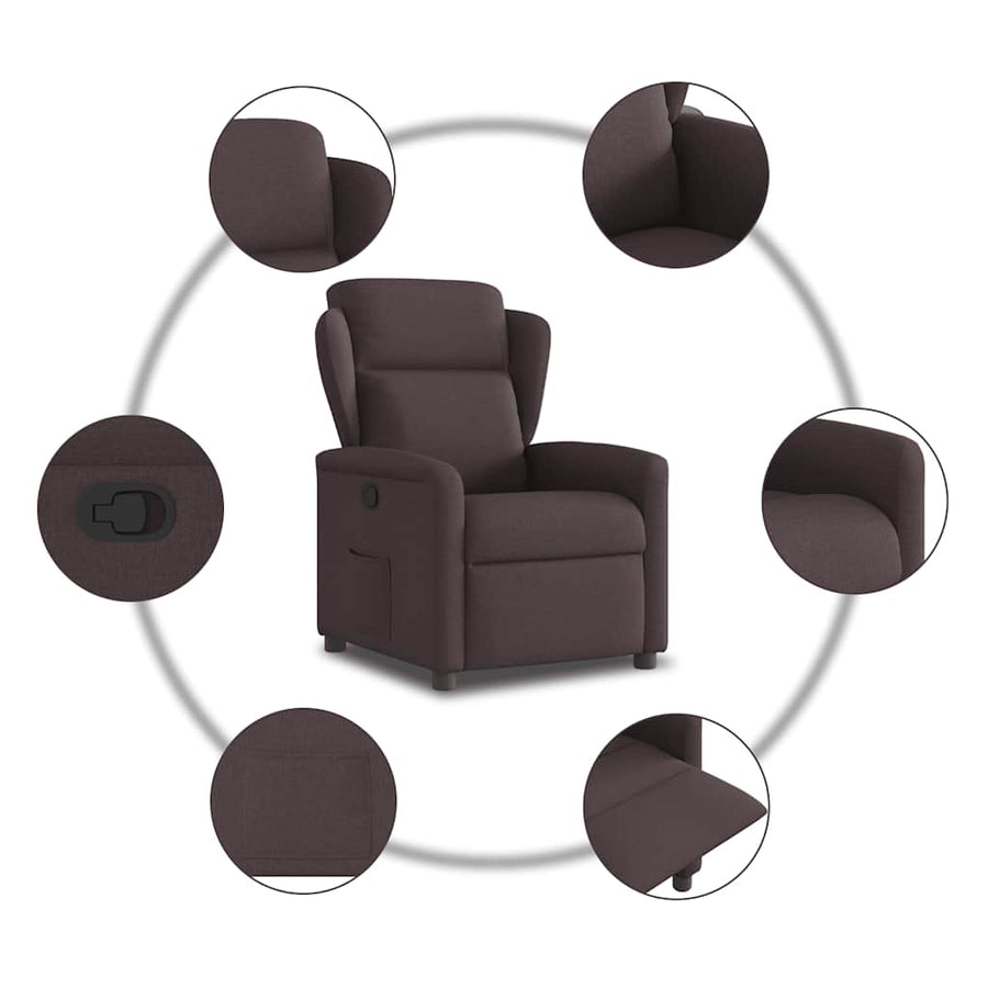Fauteuil verstelbaar stof donkerbruin