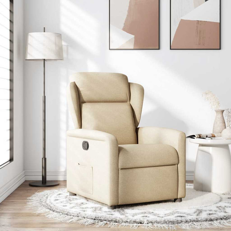 Fauteuil verstelbaar stof crèmekleurig