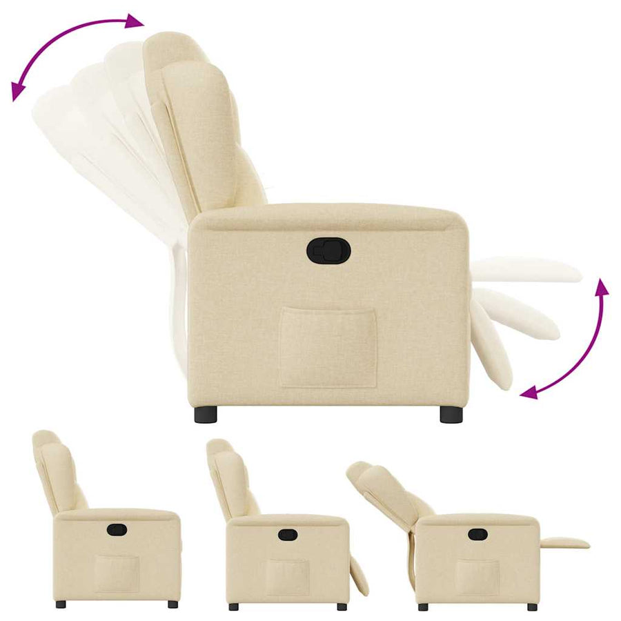 Fauteuil verstelbaar stof crèmekleurig