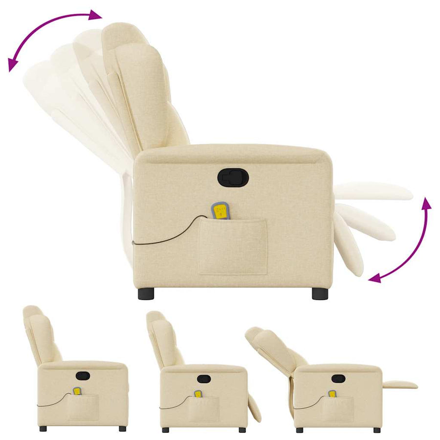 Massagestoel verstelbaar stof crèmekleurig