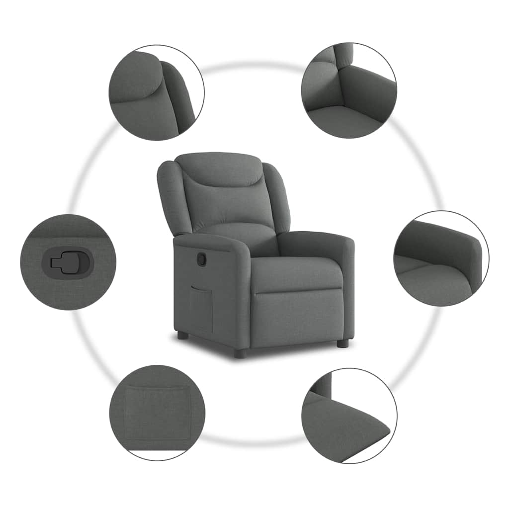 Fauteuil verstelbaar stof donkergrijs