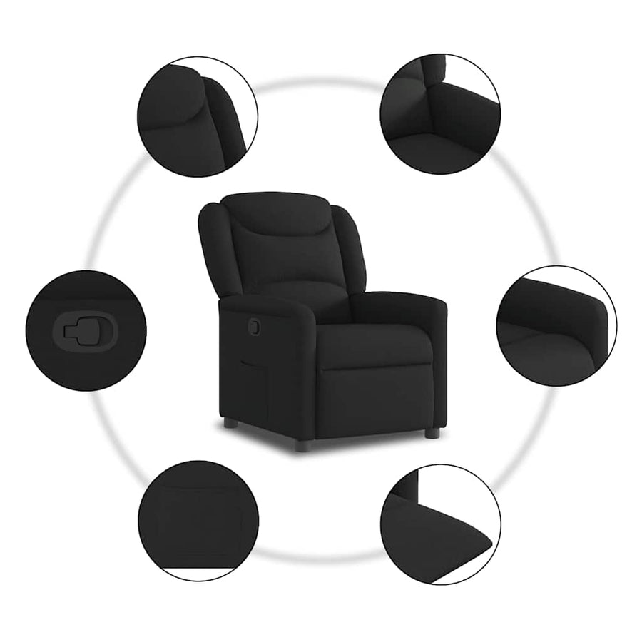 Fauteuil verstelbaar stof zwart