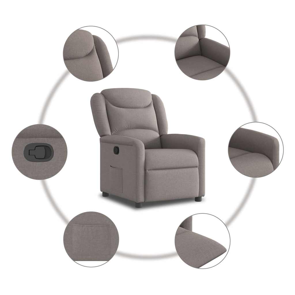 Fauteuil verstelbaar stof taupe