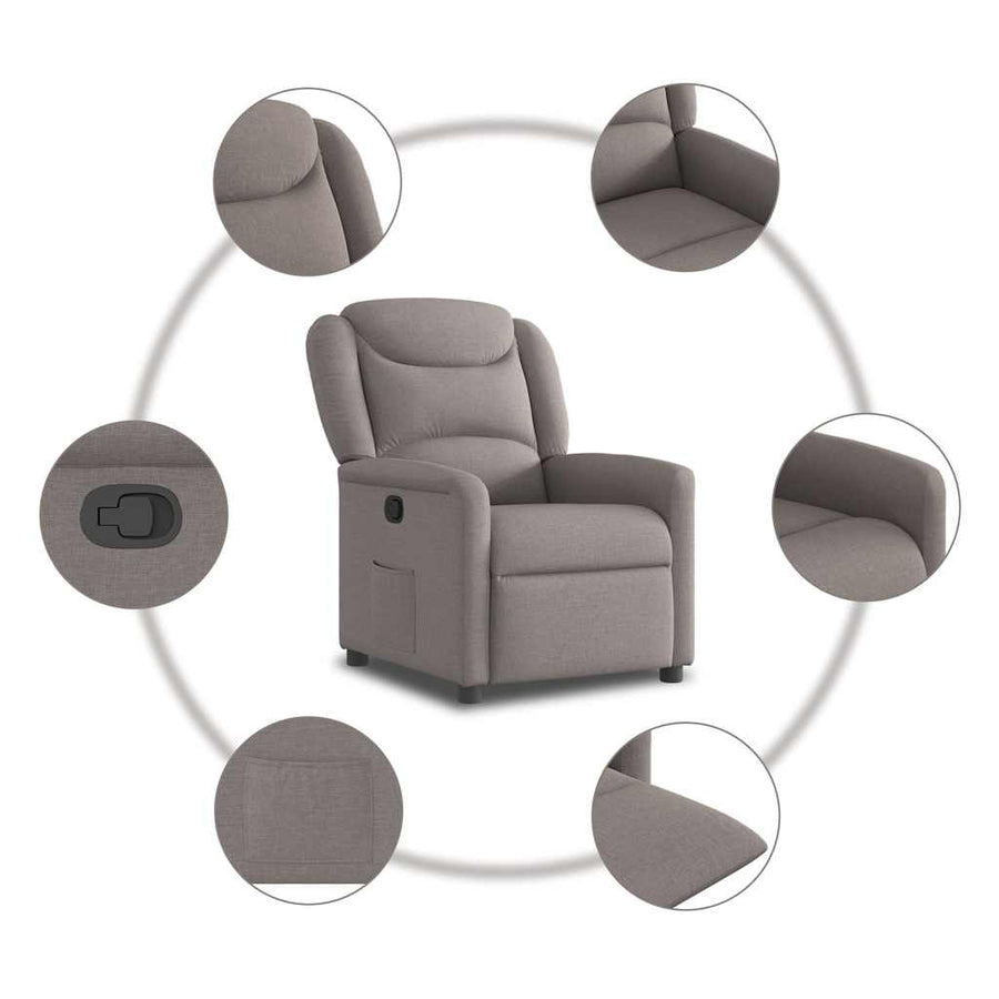Fauteuil verstelbaar stof taupe