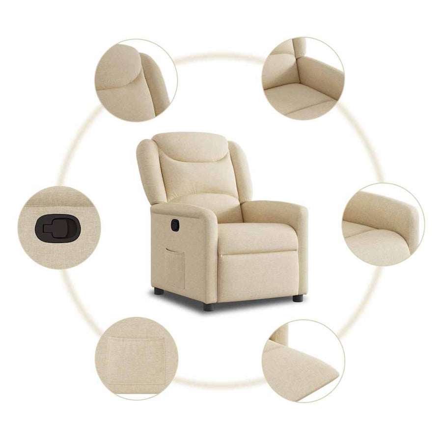 Fauteuil verstelbaar stof crèmekleurig