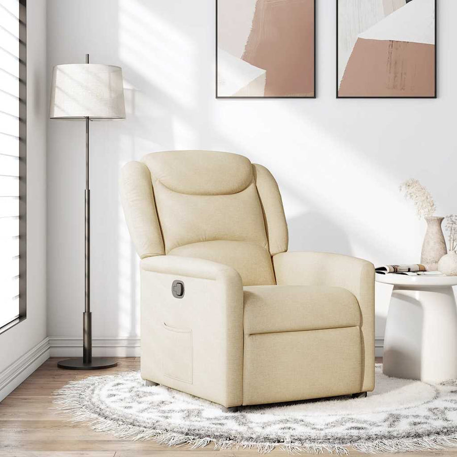 Fauteuil verstelbaar stof crèmekleurig