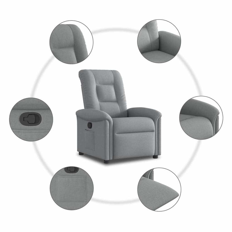 Fauteuil verstelbaar stof lichtgrijs