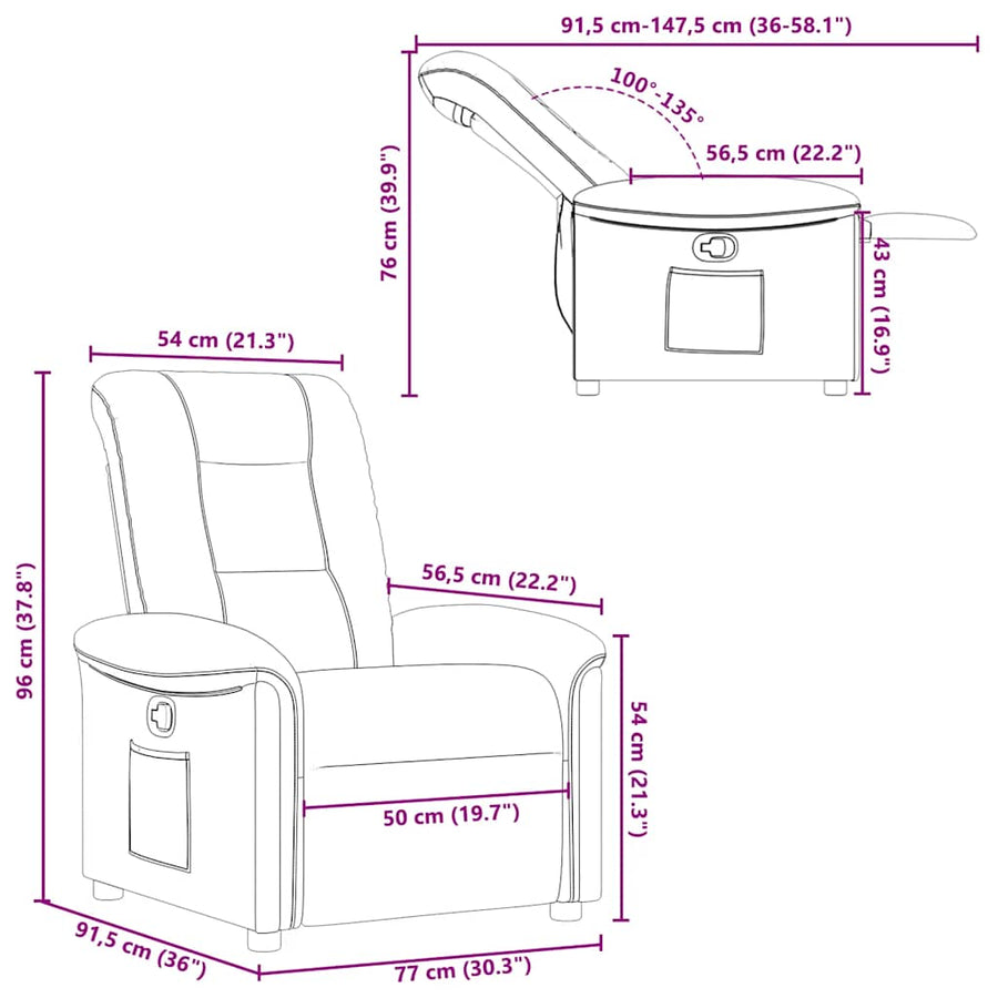 Fauteuil verstelbaar stof lichtgrijs